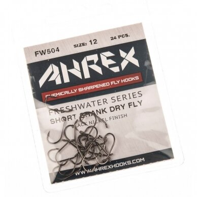 Ahrex Крючки FW504 Dry Fly short shank Barbed 24 штуки 2024 2