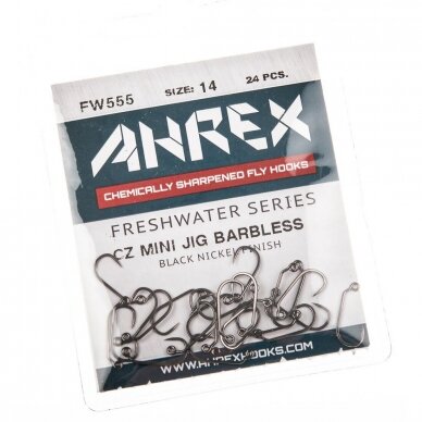 Kabliukai FW555 CZ Mini Jig Barbless be užkarpėlės Ahrex 24vnt. 2024 1 Kabliukai FW555 CZ Mini Jig Barbless be užkarpėlės Ahrex 24vnt. 2024 1