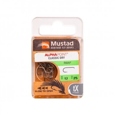 Kabliukai Heritage R50 Dry Fly Mustad 25vnt. 1 Kabliukai Heritage R50 Dry Fly Mustad 25vnt. 1