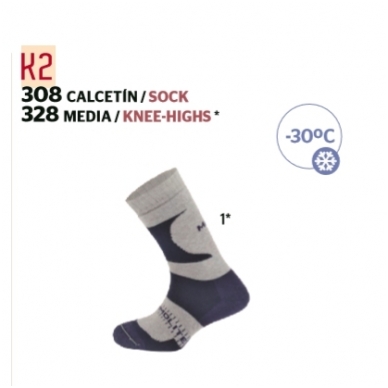 Winter socks Mund K2 308 made in Spain -30C Winter socks Mund K2 308 made in Spain -30C