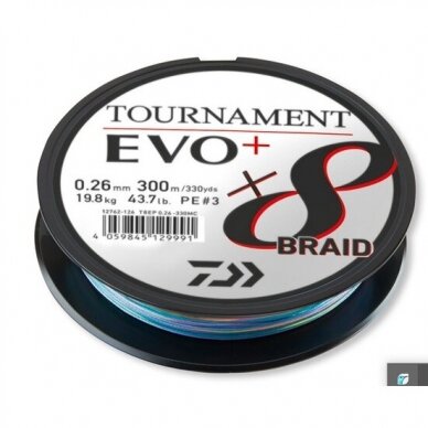 Braided line Daiwa Tournament 8 EVO+ 8 braids 135m made in Japan, Pinti, Lines, Prekių katalogas